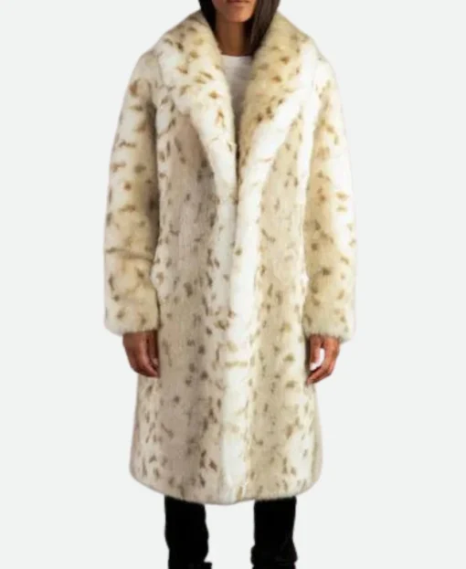 Yellowstone Beth Dutton White Fur Coat front