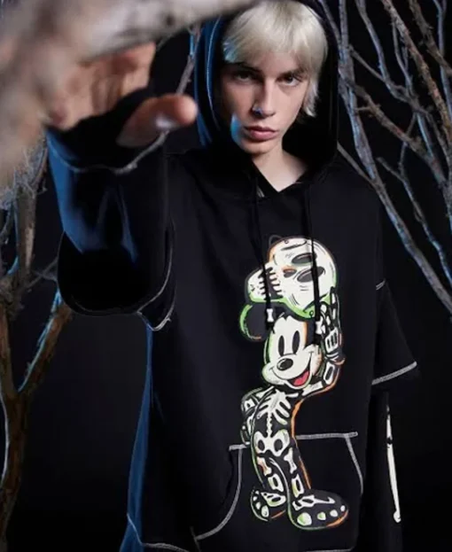 Disney Halloween Mickey Mouse Skeleton Twofer Hoodie  front