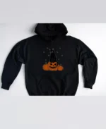 Halloween Black Cat Hoodie Black front