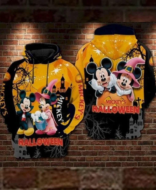 Halloween Mickey And Minnie Disneyland Hoodie front & back