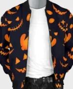 Halloween Pumpkins Pattern Black Jacket front