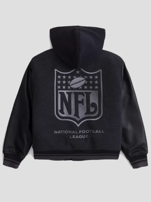 Abercrombie NFL Winterized Black Hooded Varsity Jacket