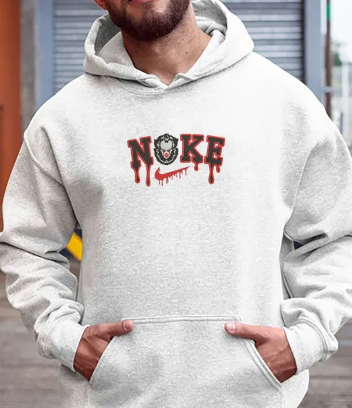 Halloween Horror Embroidered Bloody Nike Logo Hoodie For Sale