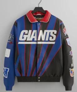 Kith x Jeff Hamilton NFL Giants Varsity Leather Jacket