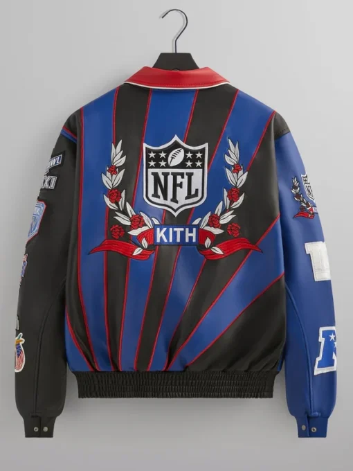 Kith x Jeff Hamilton NFL Giants Varsity Leather Jacket For Men and Women