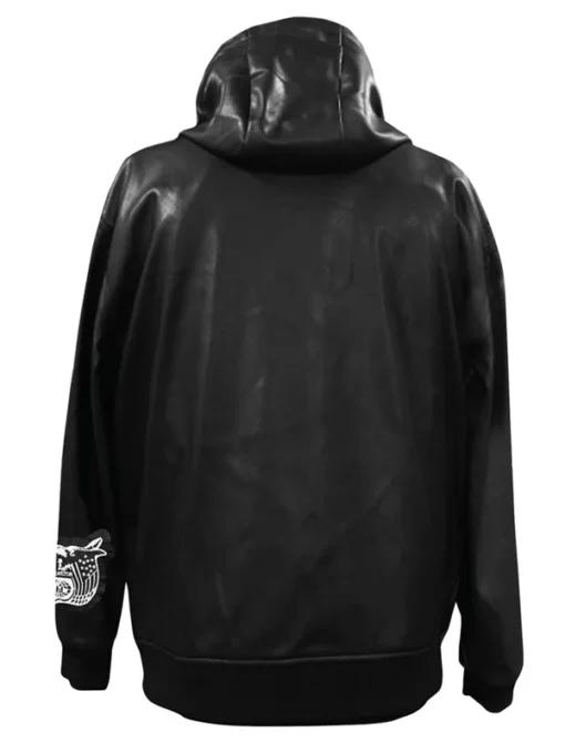 NFL Jeff Hamilton Black Leather Hoodie