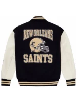 OVO x NFL New Orleans Saints Black Letterman Varsity Jacket For Unisex