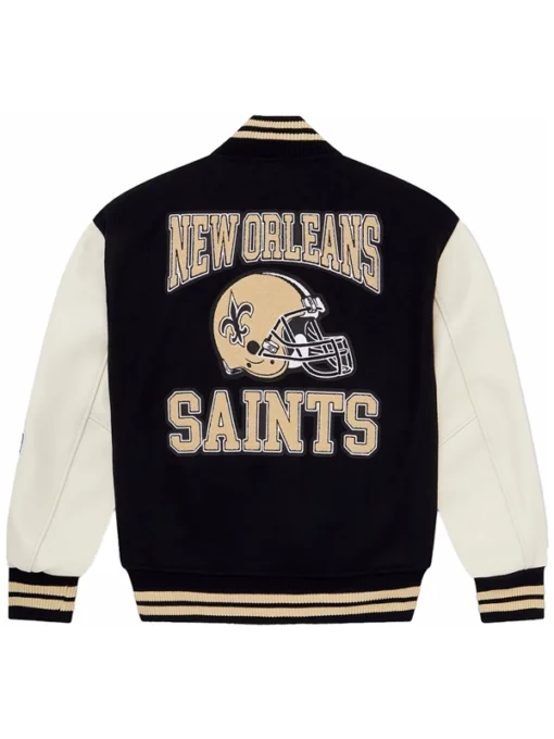 OVO x NFL New Orleans Saints Black Letterman Varsity Jacket For Unisex