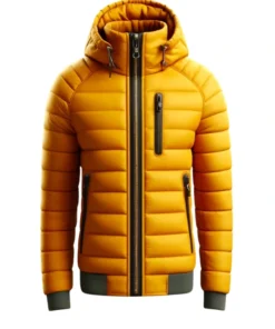 Quilted Yellow Hooded Puffer Jacket For Men and Women