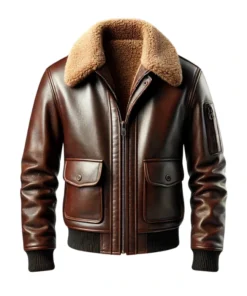 Stylish Brown Leather Bomber Jacket for Men