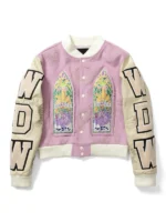 Who Decides War Namesake Varsity Jacket Pink