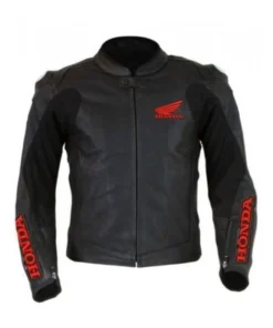 Black Honda Motorcycle Style Leather Jacket