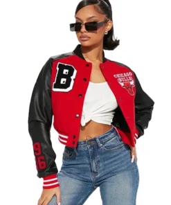 Chicago Bulls Cropped Letterman Jacket