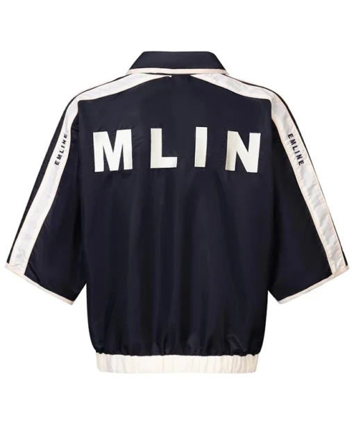 Emline Satin Windbreaker Top Black-Cream