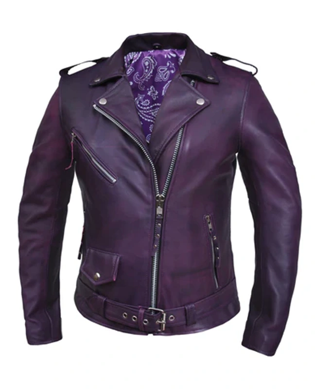 Fashion Lamb MC Style Purple Jacket