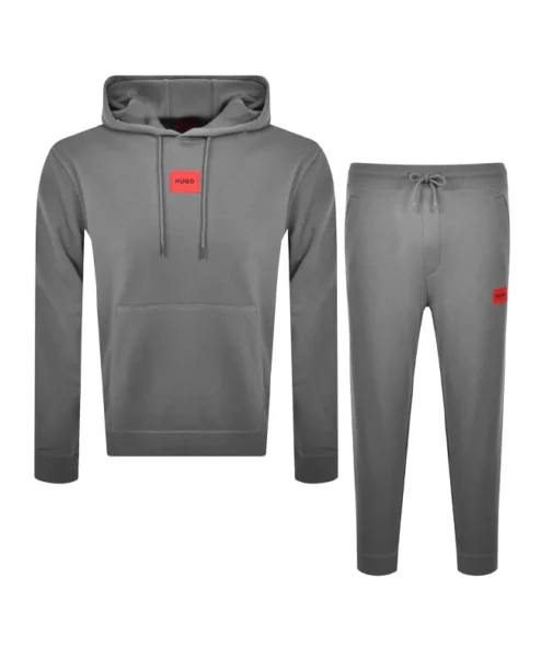 HUGO Logo Jersey Tracksuit Set Grey