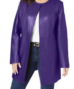 Jessica London Plus Size Purple Leather Jacket