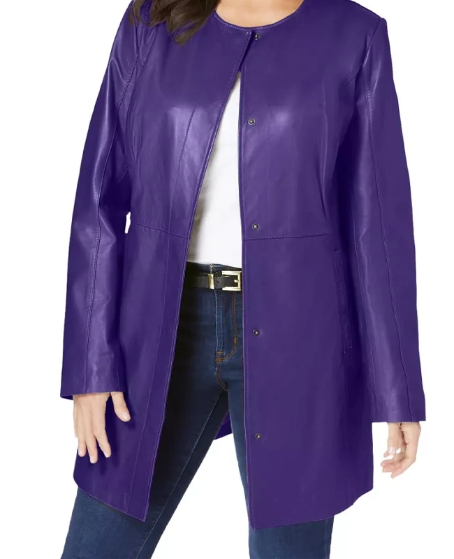 Jessica London Plus Size Purple Leather Jacket