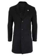 Men’s Classic Wool Long Overcoat-Black