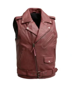 Men’s Motorcycle Red Leather Vest