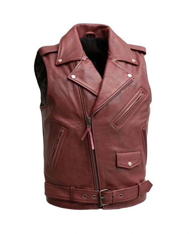 Men’s Motorcycle Red Leather Vest