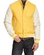 Men’s White And Yellow Varsity Jacket