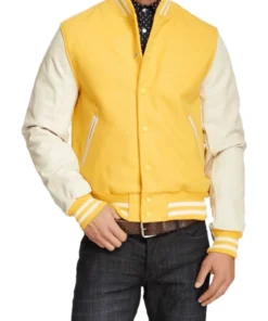 Men’s White And Yellow Varsity Jacket