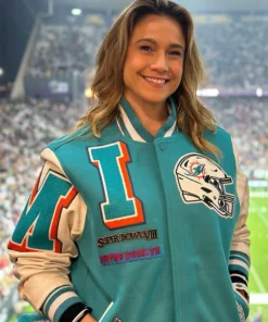 Miami Dolphins Mashup Logo Varsity Jacket of Fernanda Gentil