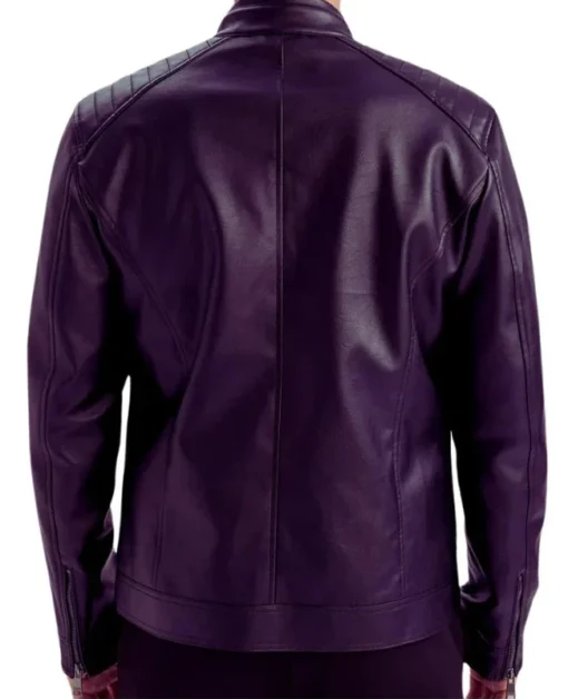 Purple Quilted Biker Leather Jacket