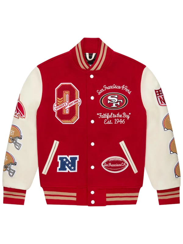 San Francisco OVO x NFL 49ers Varsity Jacket For Men