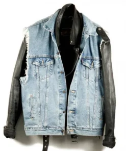 Triple H Denim Leather Jacket With Patches