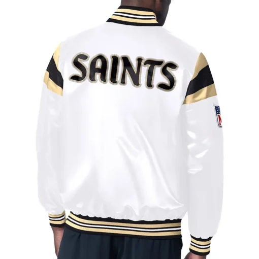 White New Orleans Saints Midweight Full-Snap Varsity Satin Jacket For Sale