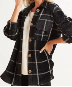 Z SUPPLY Plaid Tucker Jacket Washed Black For Women