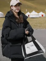Baggy Black Puffer Jacket side
