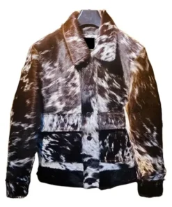 Cow Fur Leather Trucker Jacket front