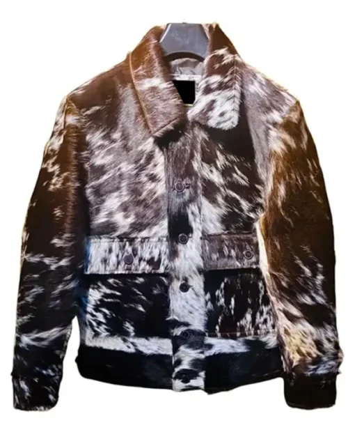 Cow Fur Leather Trucker Jacket front