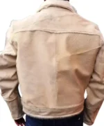 Cowhide Beige White Fur Leather Jacket Back