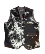 Cowhide Black And White Fur Vest front