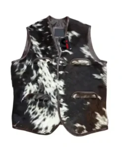 Cowhide Black And White Fur Vest front