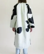 Cowhide Fur Black And White Leather Long Coat back