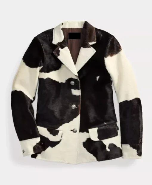 Cowhide Fur Brown And White Leather Blazer