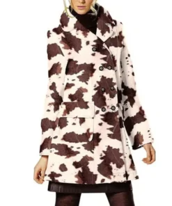 Cowhide Fur Brown And White Leather Coat