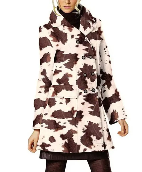 Cowhide Fur Brown And White Leather Coat