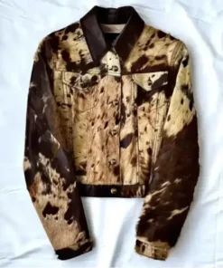 Cowhide Fur Dark Brown Leather Jacket front