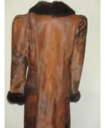 Cowhide Fur Dark Brown Leather Long Coat back