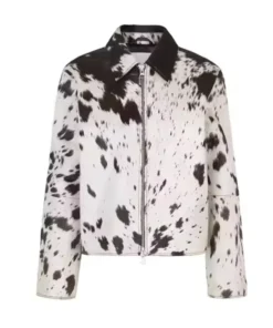 Cowhide Fur Shirt Style Collar Leather Jacket front