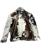 Cowhide Grey And Black Fur Leather Jacket back