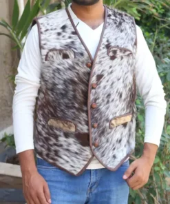 Cowhide Leather Fur Vest