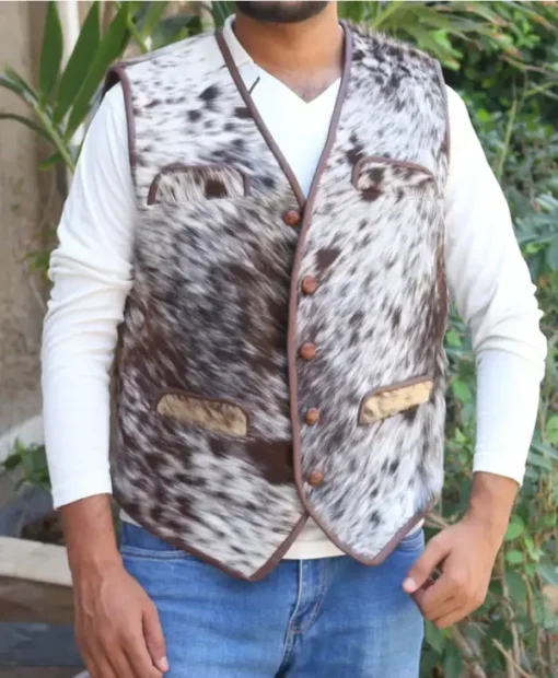 Cowhide Leather Fur Vest