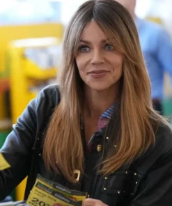 Kaitlin Olson High Potential Black Leather Jacket front